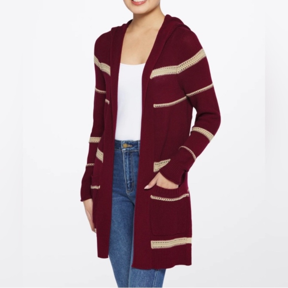 Lety and Me Knitted Hooded Cardigan Size Medium NWOT